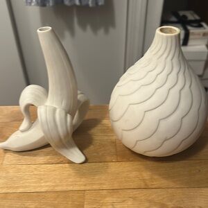 Jonathan Adler White Ceramic Banana and Textured Vase